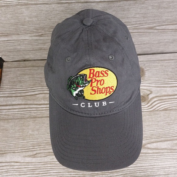 BASS PRO SHOPS CLUB LOGO GREY ADJUSTABLE STRAPBACK BASEBALL HAT CAP - Picture 3 of 8